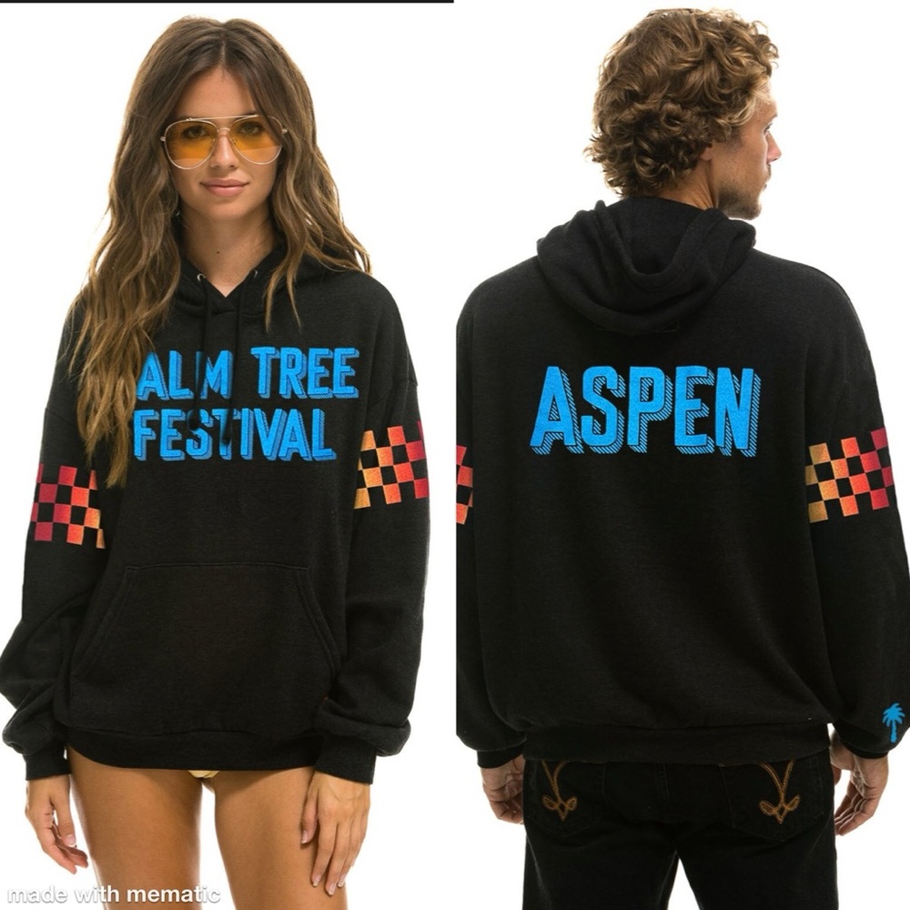 Aviator‎ Nation Palm Tree Festival Aspen 2023 Relaxed Hoodie Black  Unisex S
